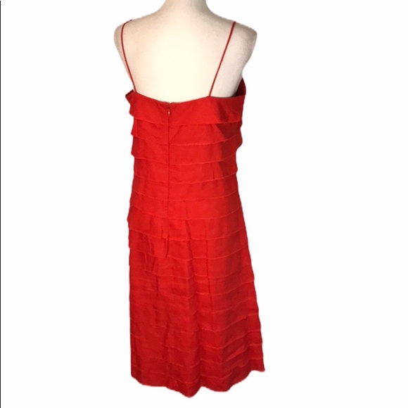 J Crew tiered linen red midi dress EUC - Picture 3 of 6